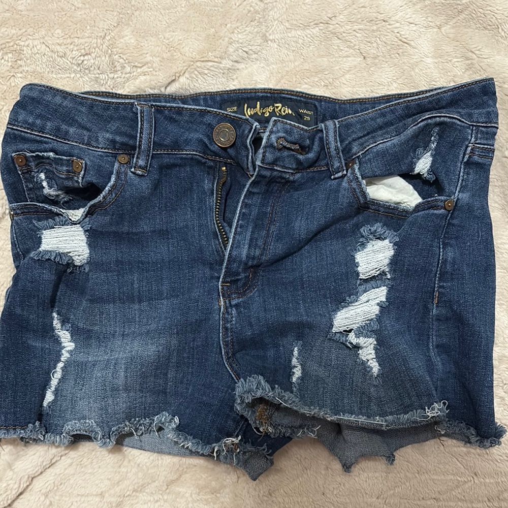 Indigo Rein Blue Distressed Jean Shorts